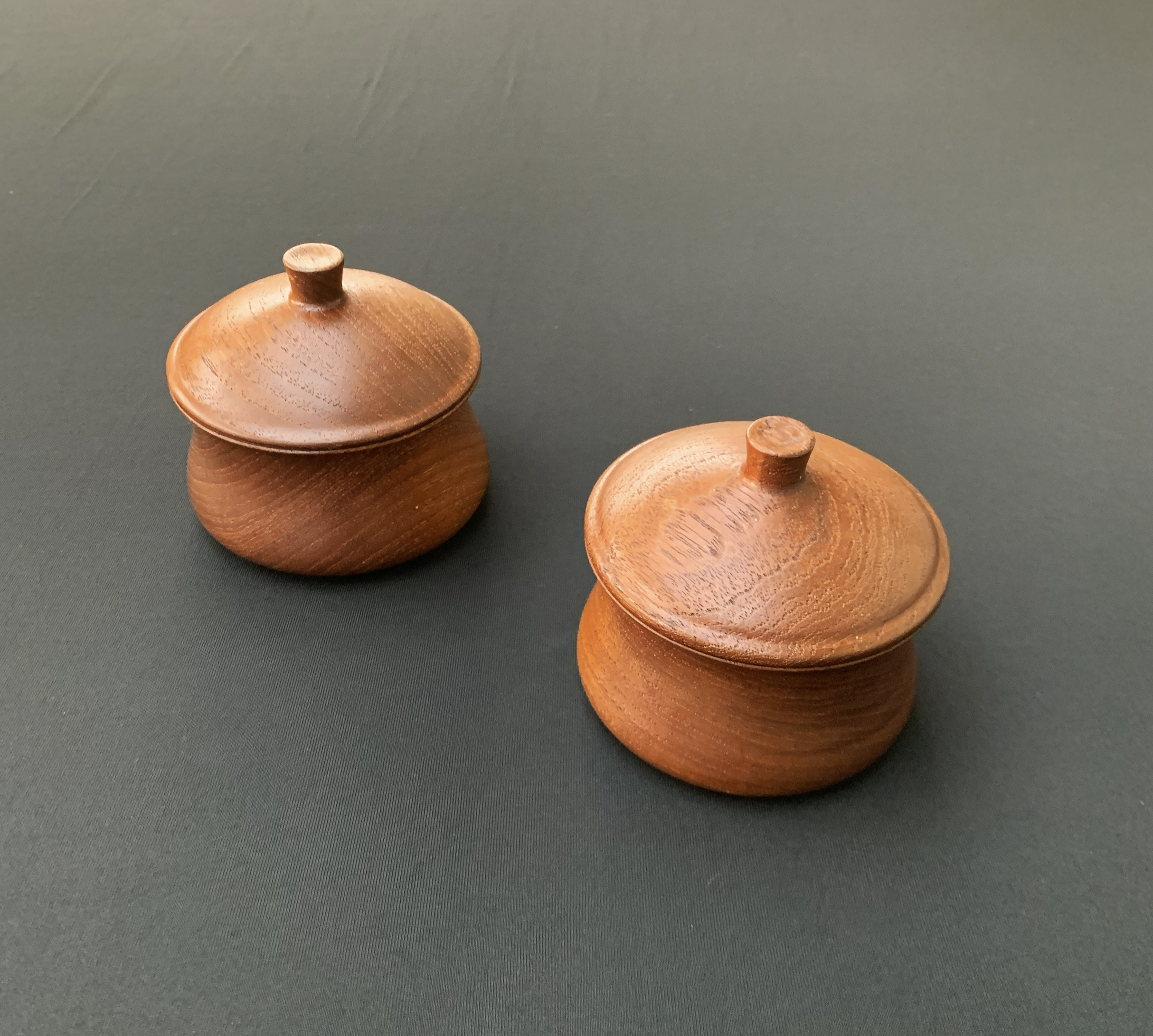 Lidded Pots, Mahogany
