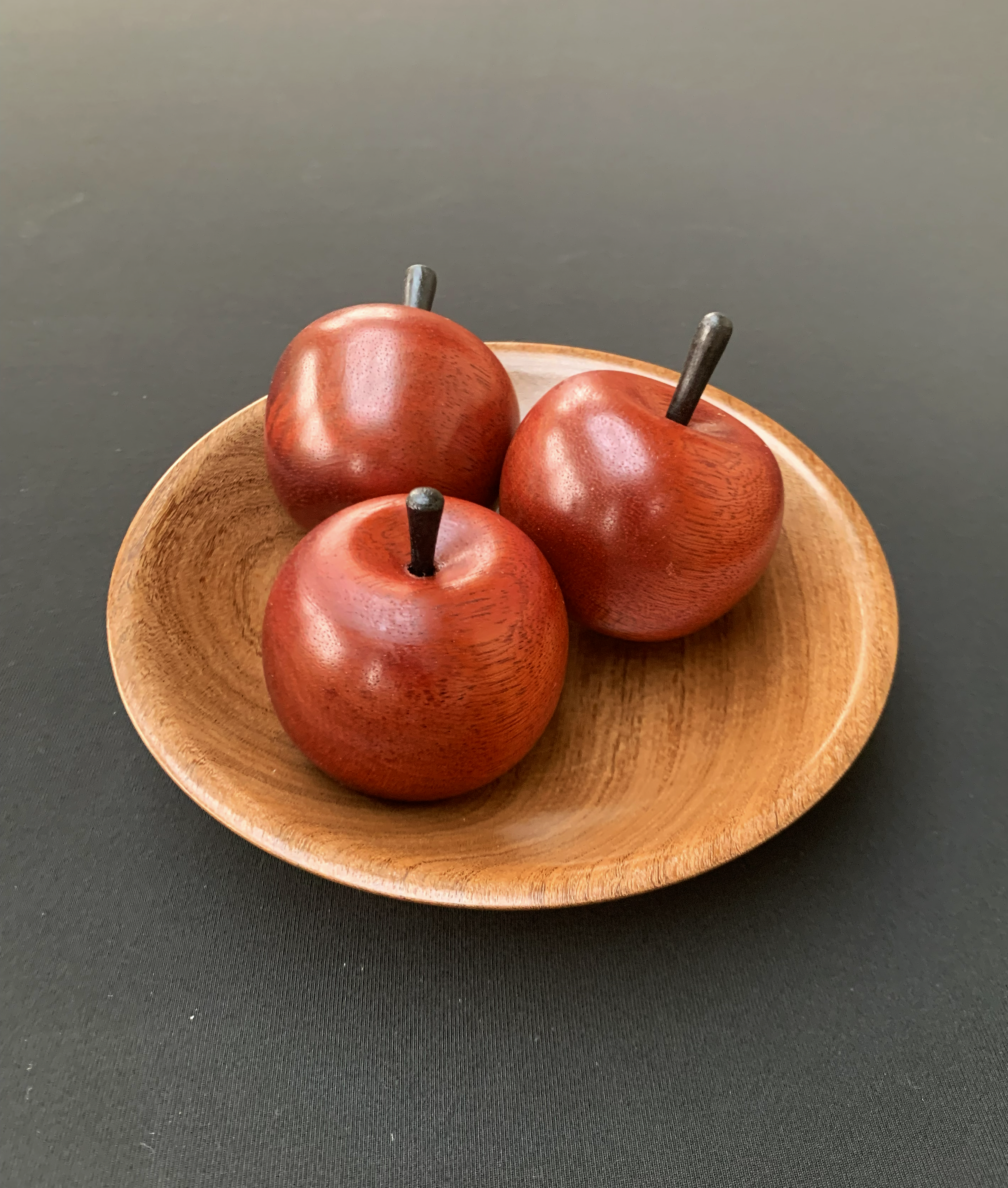 Mini Red Apples & Dish, Mahogany & Elm