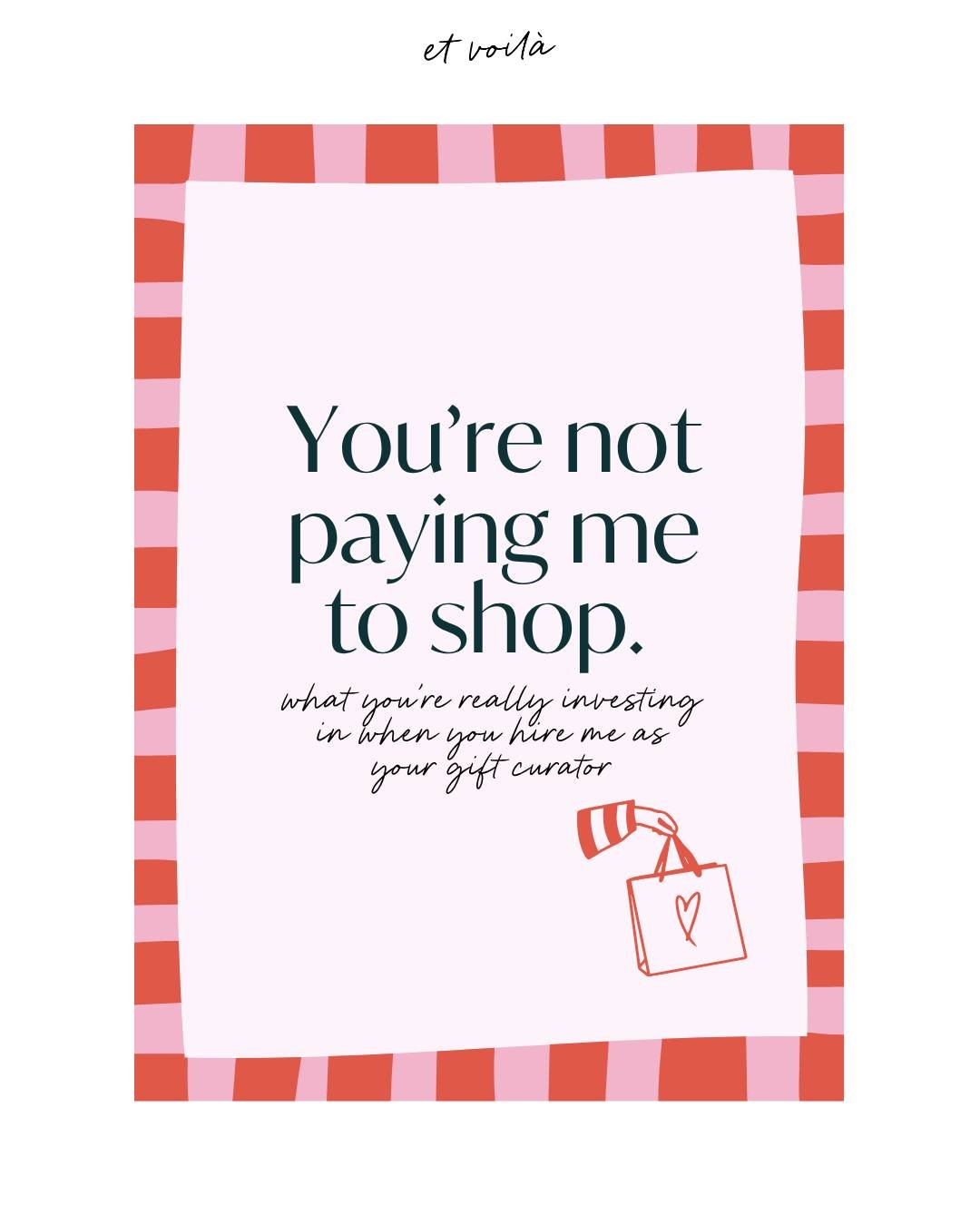 Clients that hire me as their gift curator / gift consultant are not paying me to shop. 🎁 They&rsquo;re paying me to research thoughtfully, refine intentionally, problem-solve creatively, and carry the mental load with or for them.
.
I&rsquo;m balan