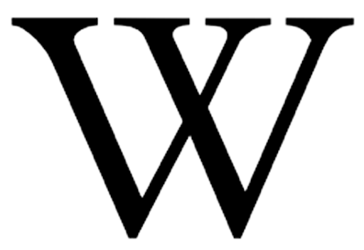 A large black letter W with a white outline on a black background.