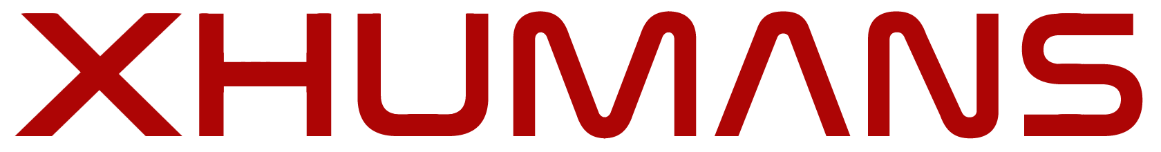 XHUMANS red wordmark on black background
