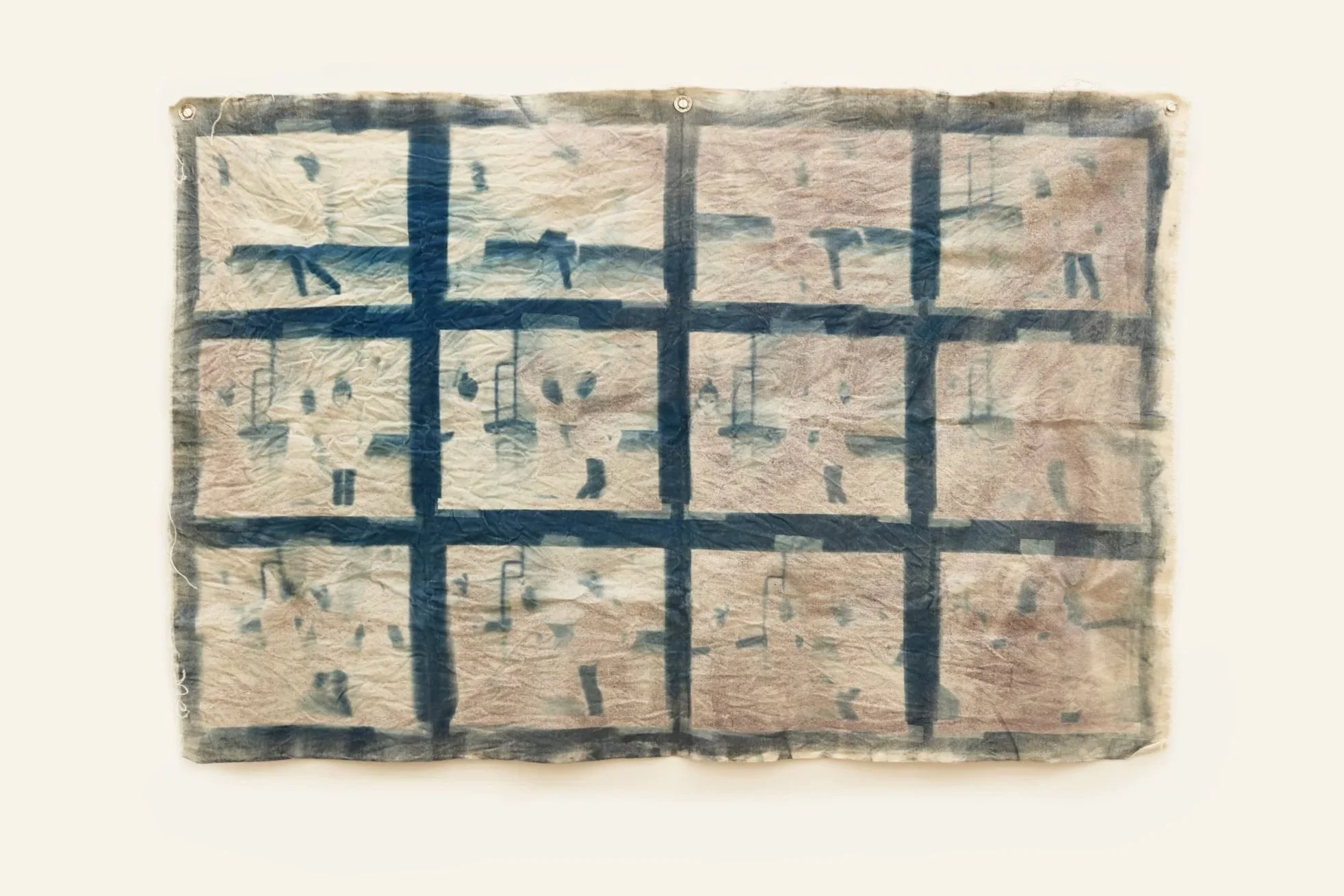 "I was a ballerina in 2010" (2025) 28x45 Cyanotype, Duck cotton canvas 