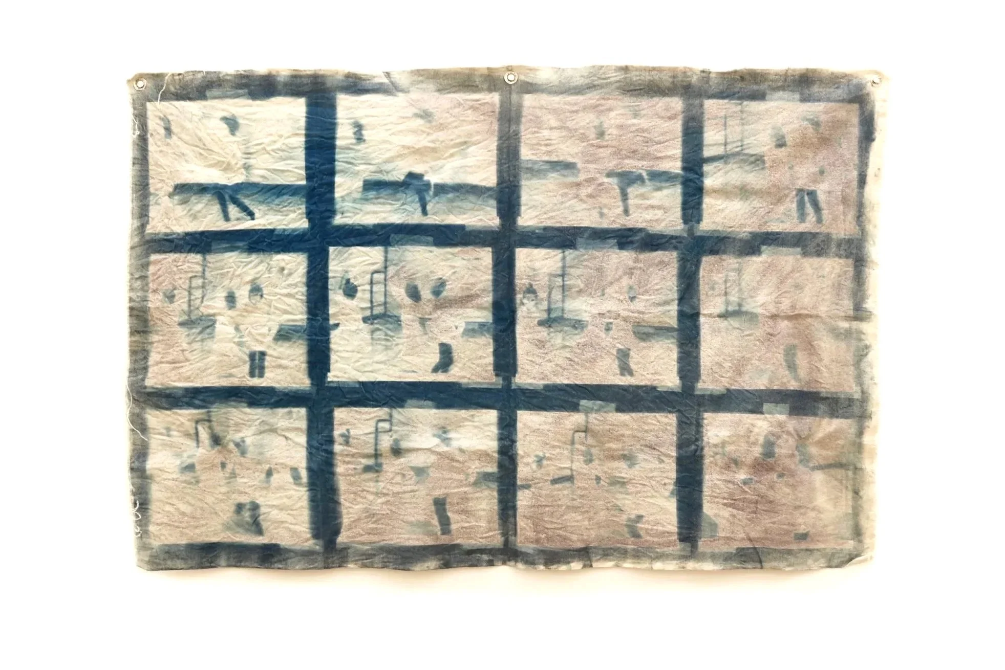 "I was a ballerina in 2010" (2025) 28x45 Cyanotype, Duck cotton canvas 