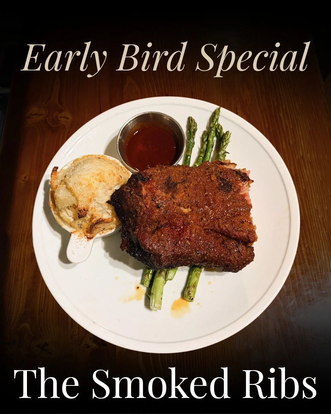 Smoked ribs, a guest favorite, without the wait.

Join us from 3&ndash;5 PM for our Early Bird Menu and enjoy some of our most popular items in a more relaxed setting before the evening rush.

This is the window to experience Balcony One a little dif