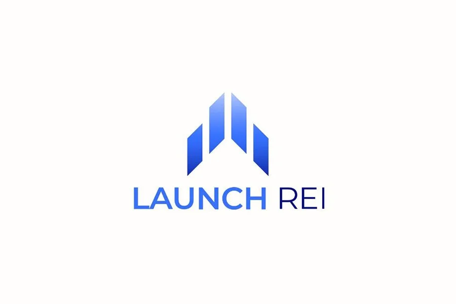 Logo for Launch REI with a stylized blue upward arrow above the text.