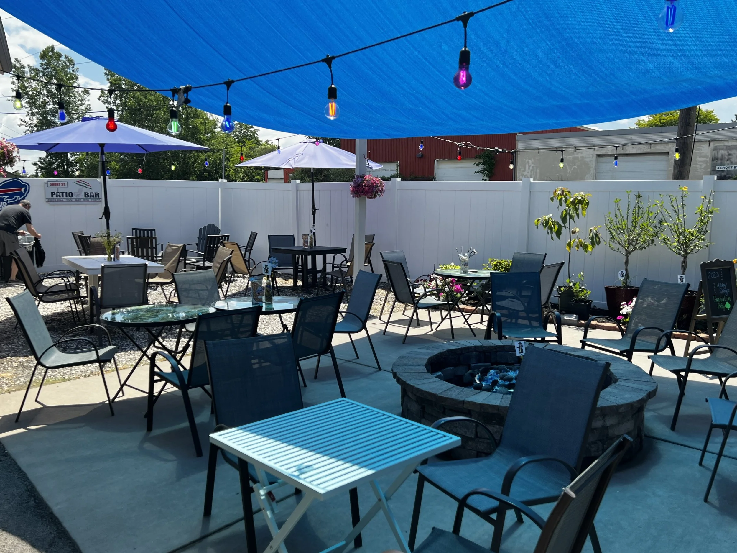 Outdoor patio event space at Short Street Patio Bar in Lockport, NY, perfect for private parties and group events.