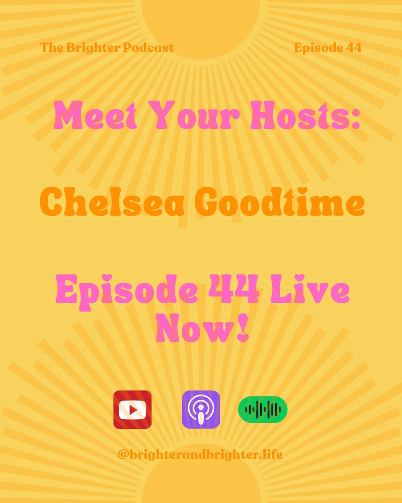 She&rsquo;s held space for so many people.
Today, we hold space for her story. 🖤🩷

Meet Your Hosts: Who is Chelsea Goodtime?
Episode 44 is LIVE!
Come get to know one of the hearts behind The Brighter Podcast.

#TheBrighterPodcast
#LifeGetsBrighter
