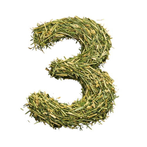 Number three made of dried grass or hay.