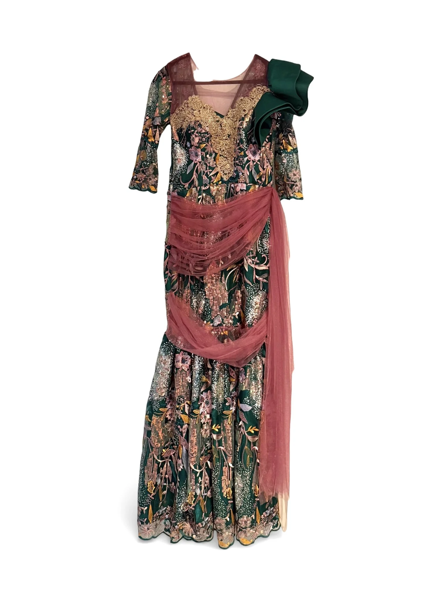 Luxury Embroidered Rhinestone Mermaid Evening Gown