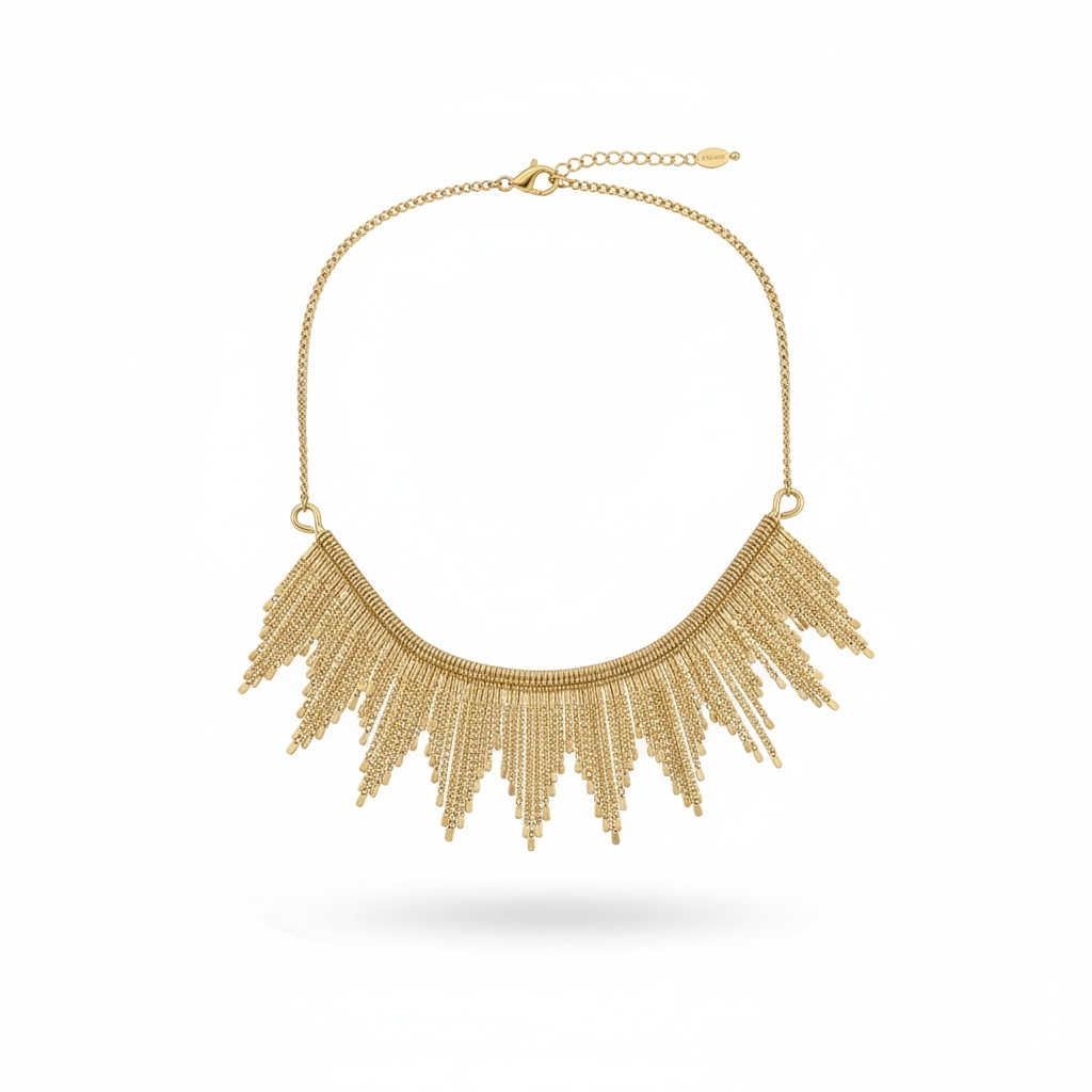 Gold Fringe Art Deco Statement Necklace