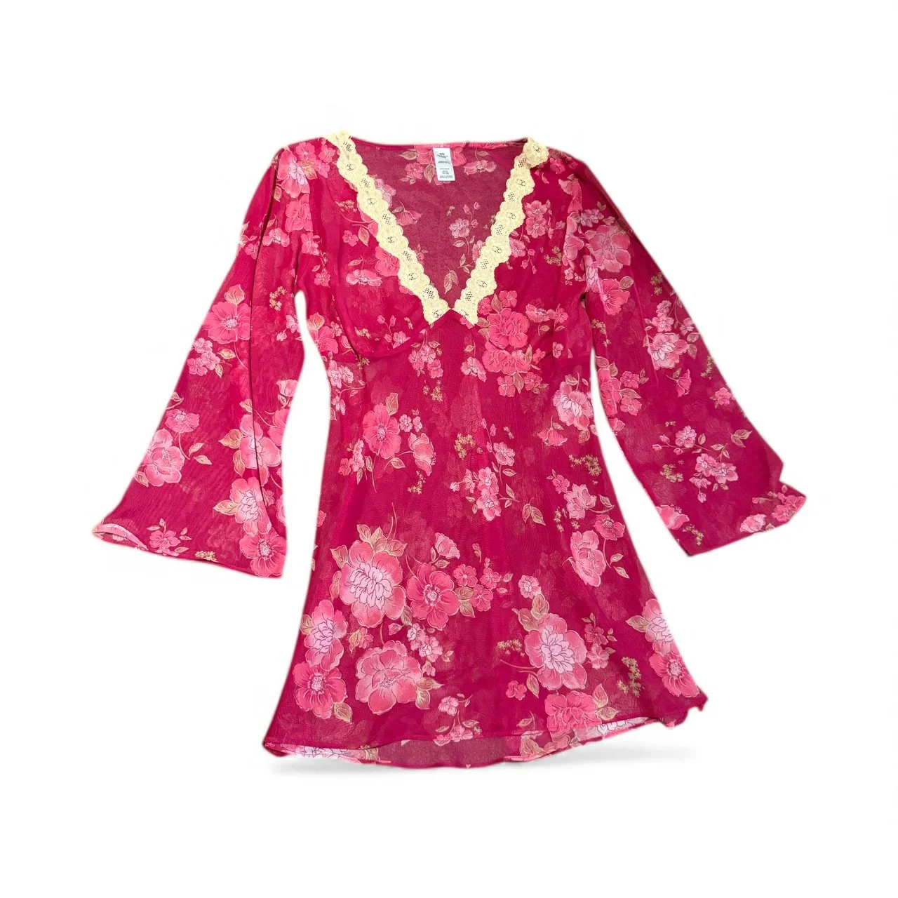 Vintage Avon Pink Floral Sheer Dress