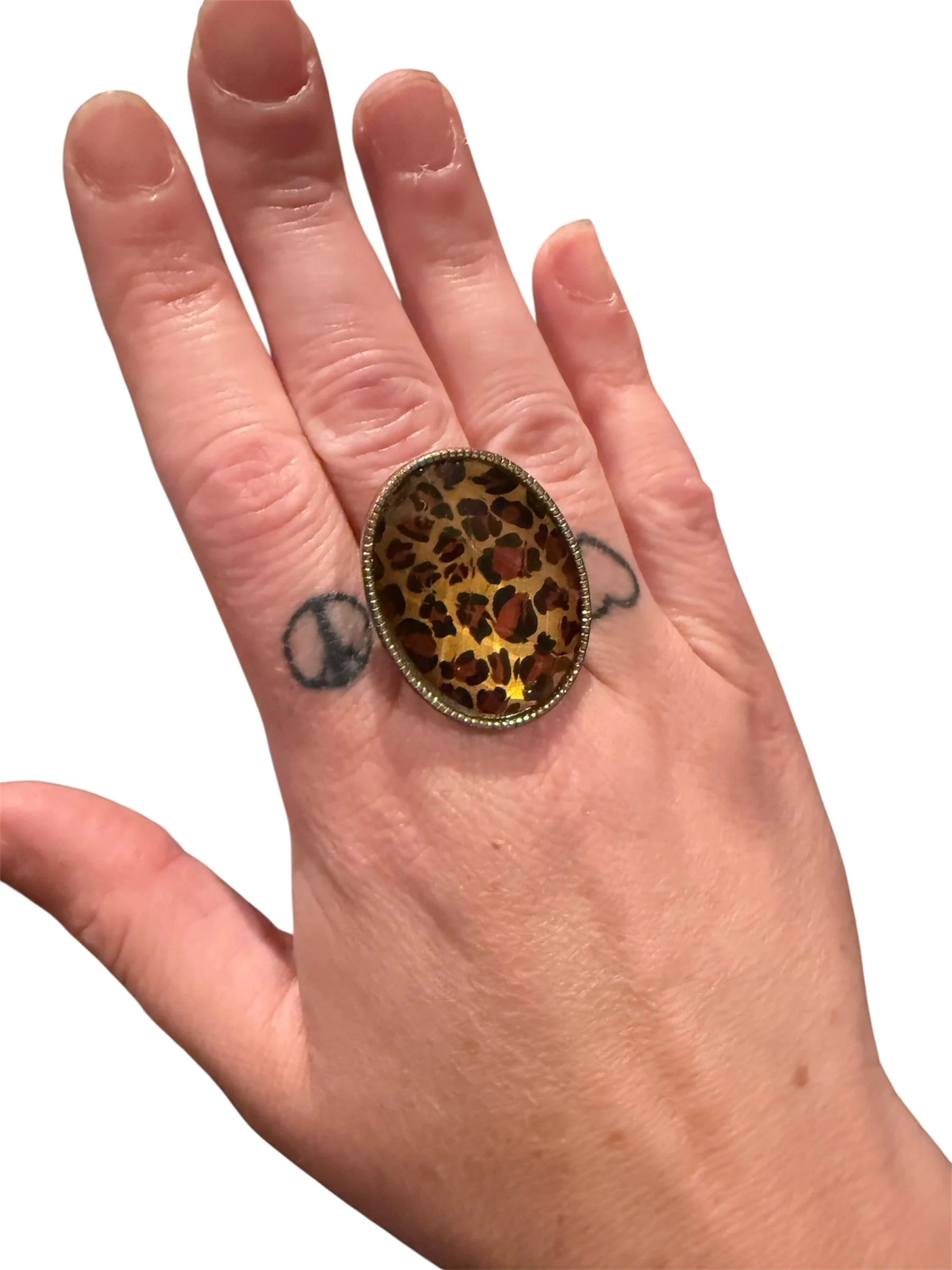 Vintage Leopard Print Statement Ring