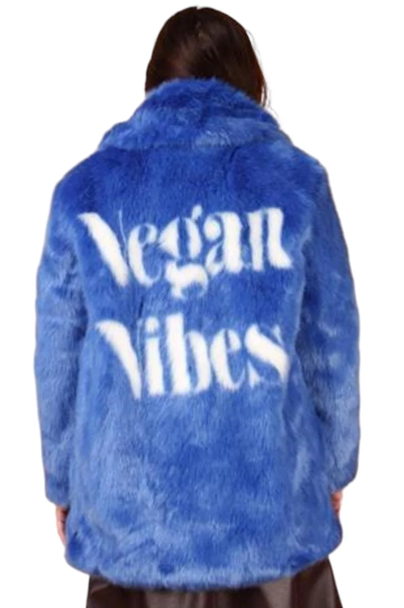 Jakke Blue Vegan Vibes Faux Fur Coat