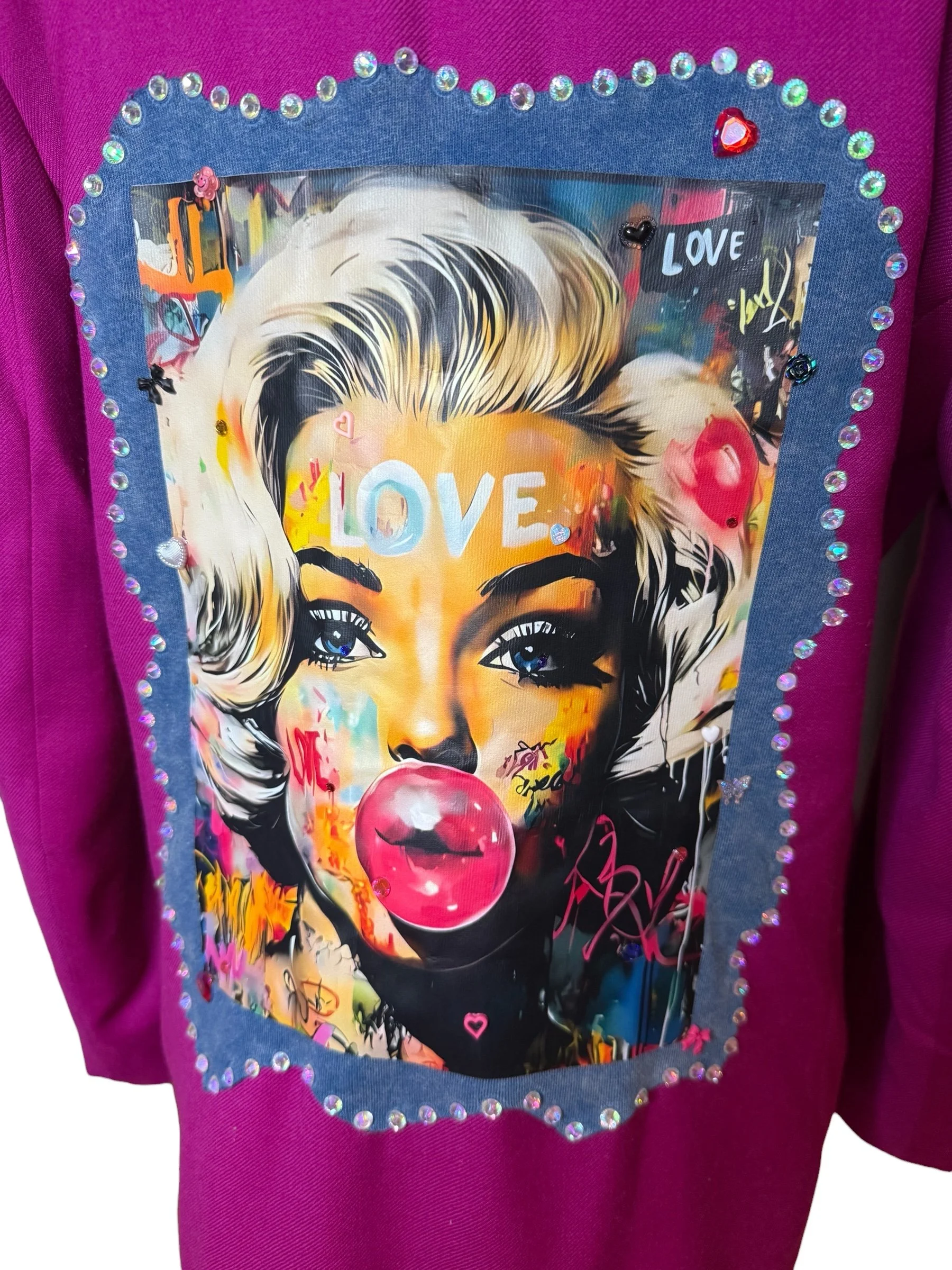 Marilyn Monroe Reworked Pop Art Rhinestone Magenta Blazer