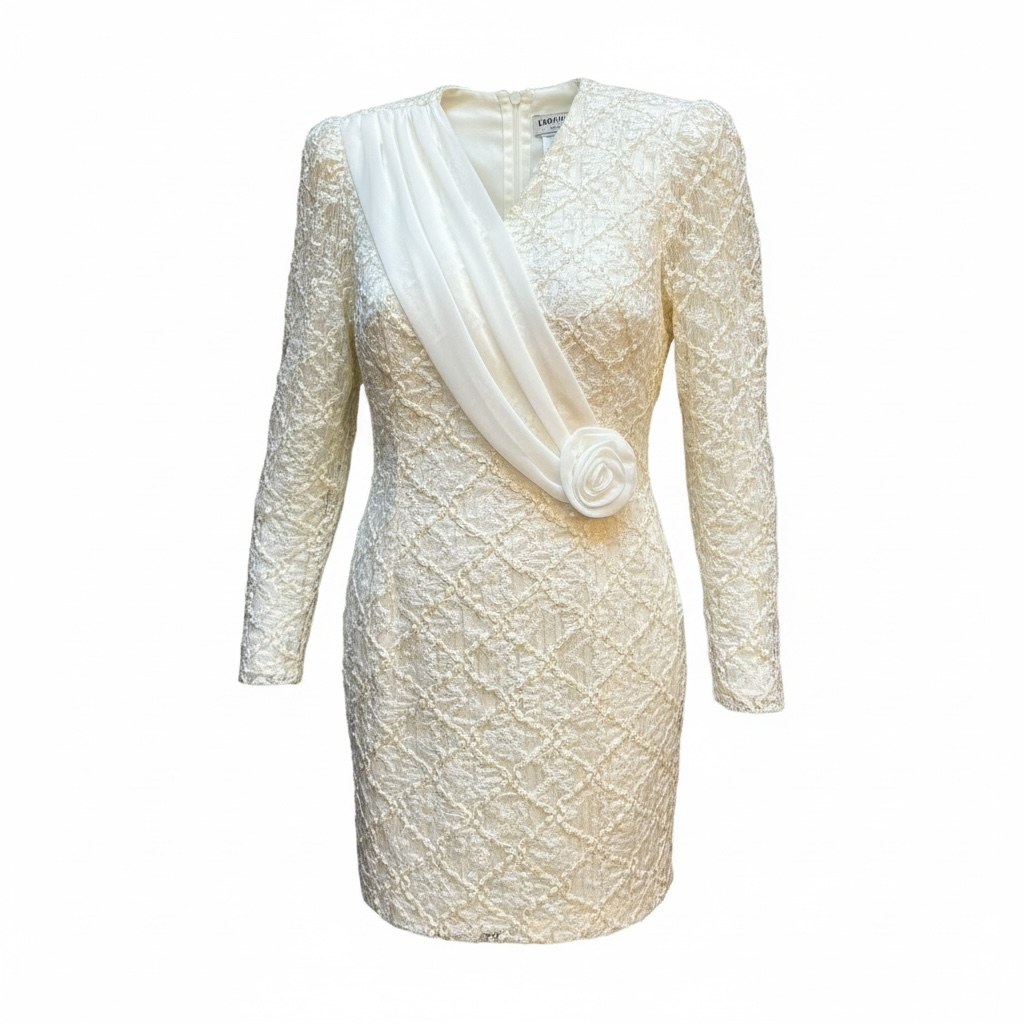 Vintage Galleria Ivory Lace Sequin Blazer Jacket Dress