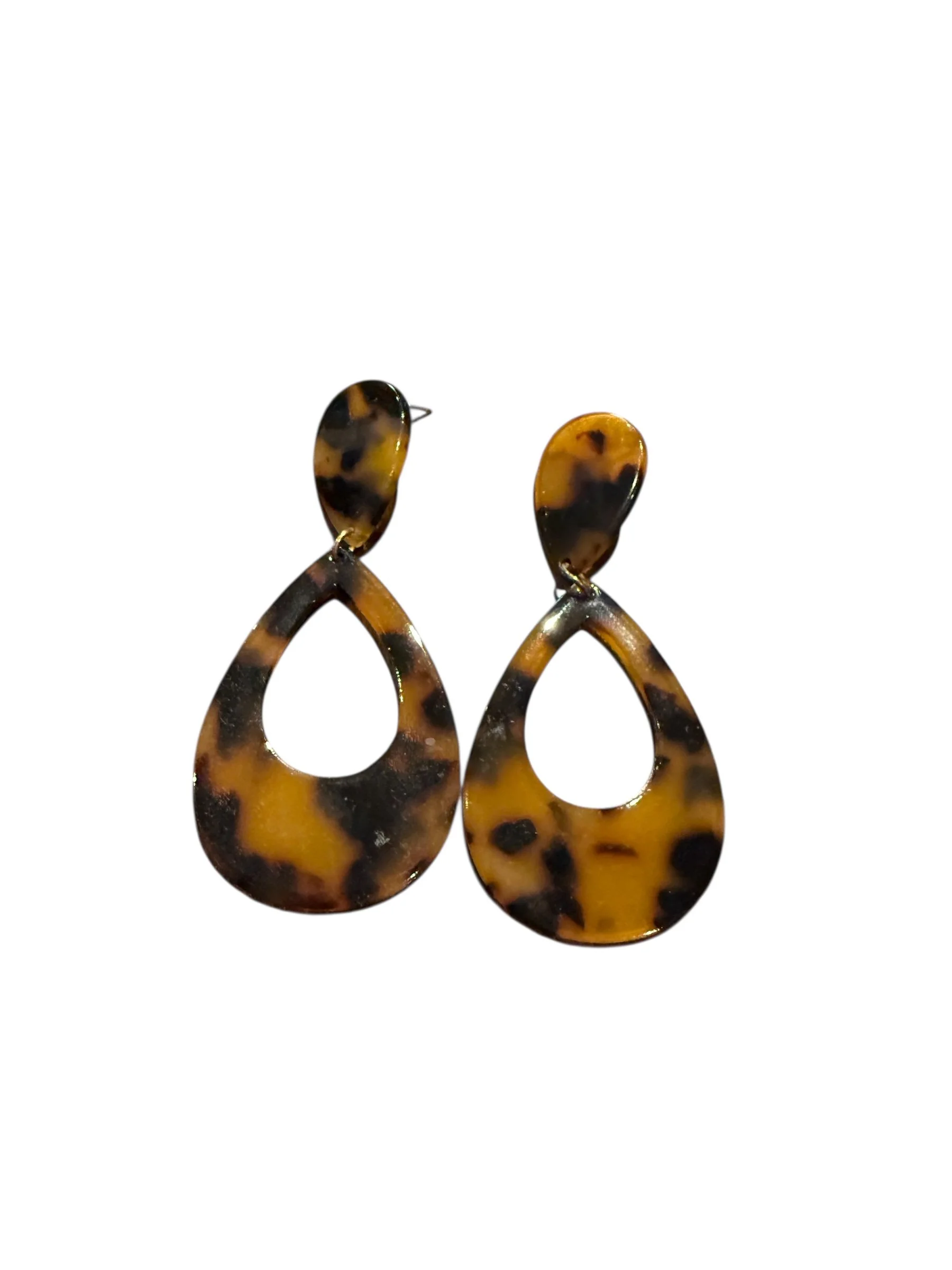 Retro Tortoiseshell Teardrop Dangle Earrings