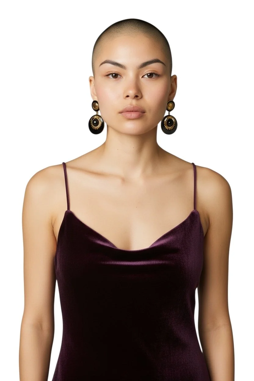 Vintage Black & Gold Statement Drop Earrings