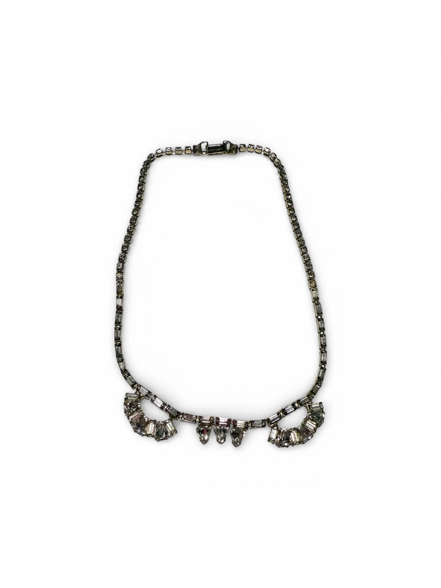 Rare Vintage Garne Art Deco Rhinestone Necklace