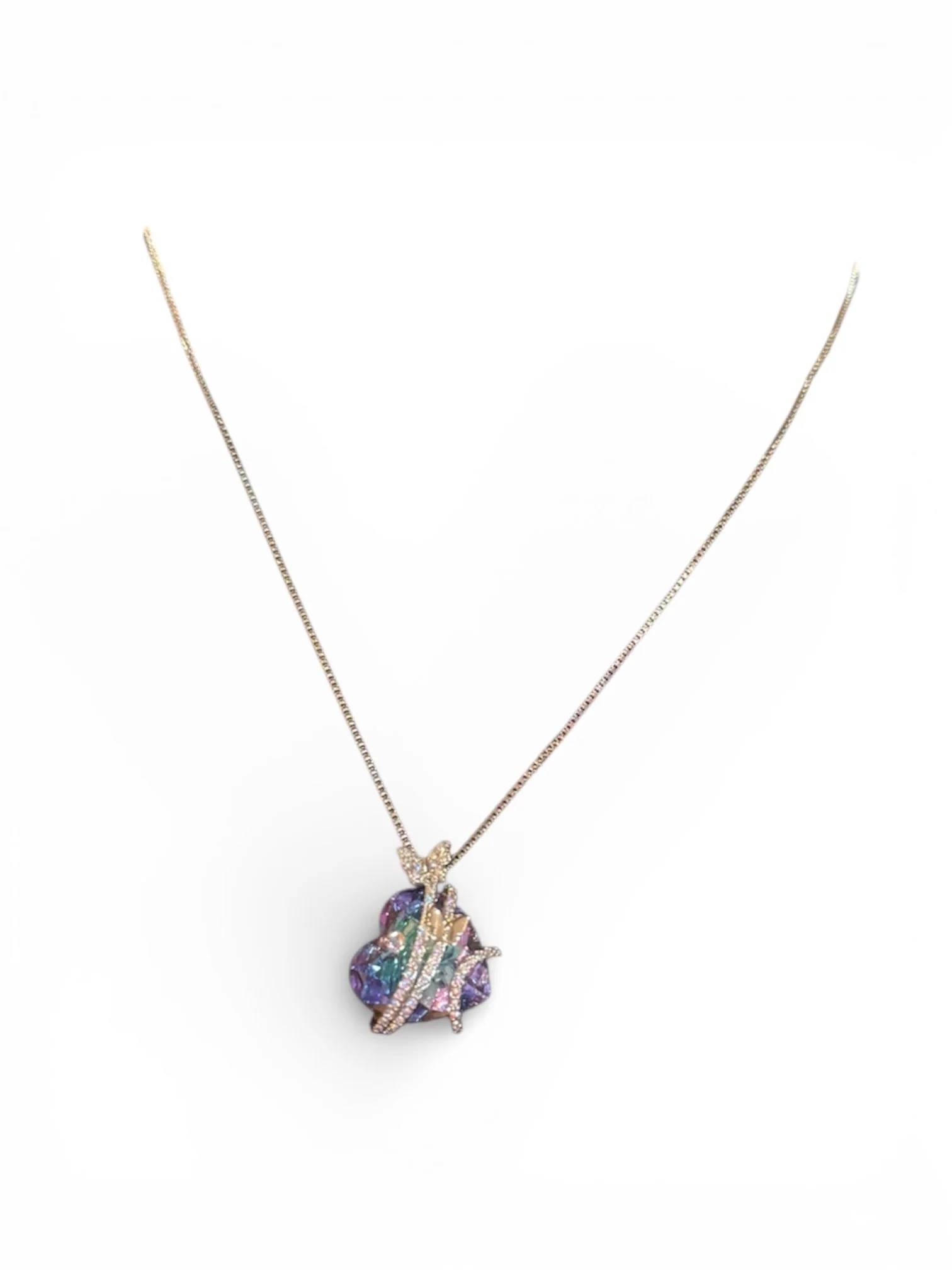 Iridescent Crystal Heart Pendant Necklace