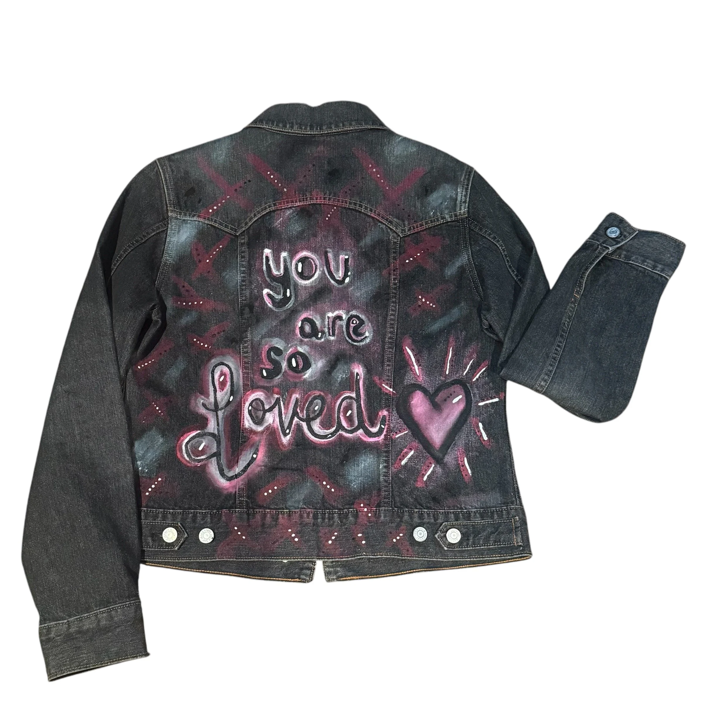 Hand-Painted “You Are So Loved” Denim Jacket