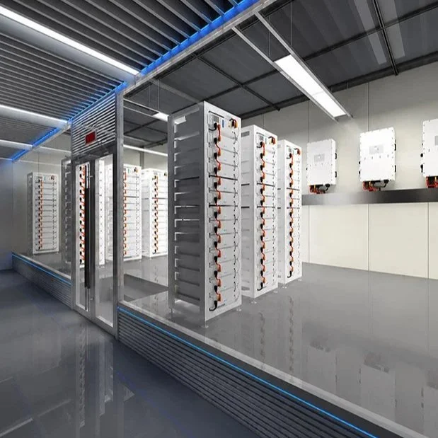 Interior of a modern data center or server room with white server racks and electrical equipment behind glass walls.