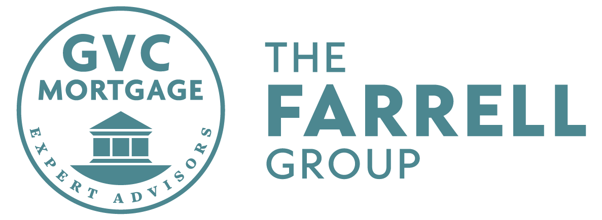 Logo of GVC Mortgage with a circular emblem featuring a house, the text "GVC Mortgage", and the tagline "Expert Advisors"; to the right, the text "The Farrell Group".