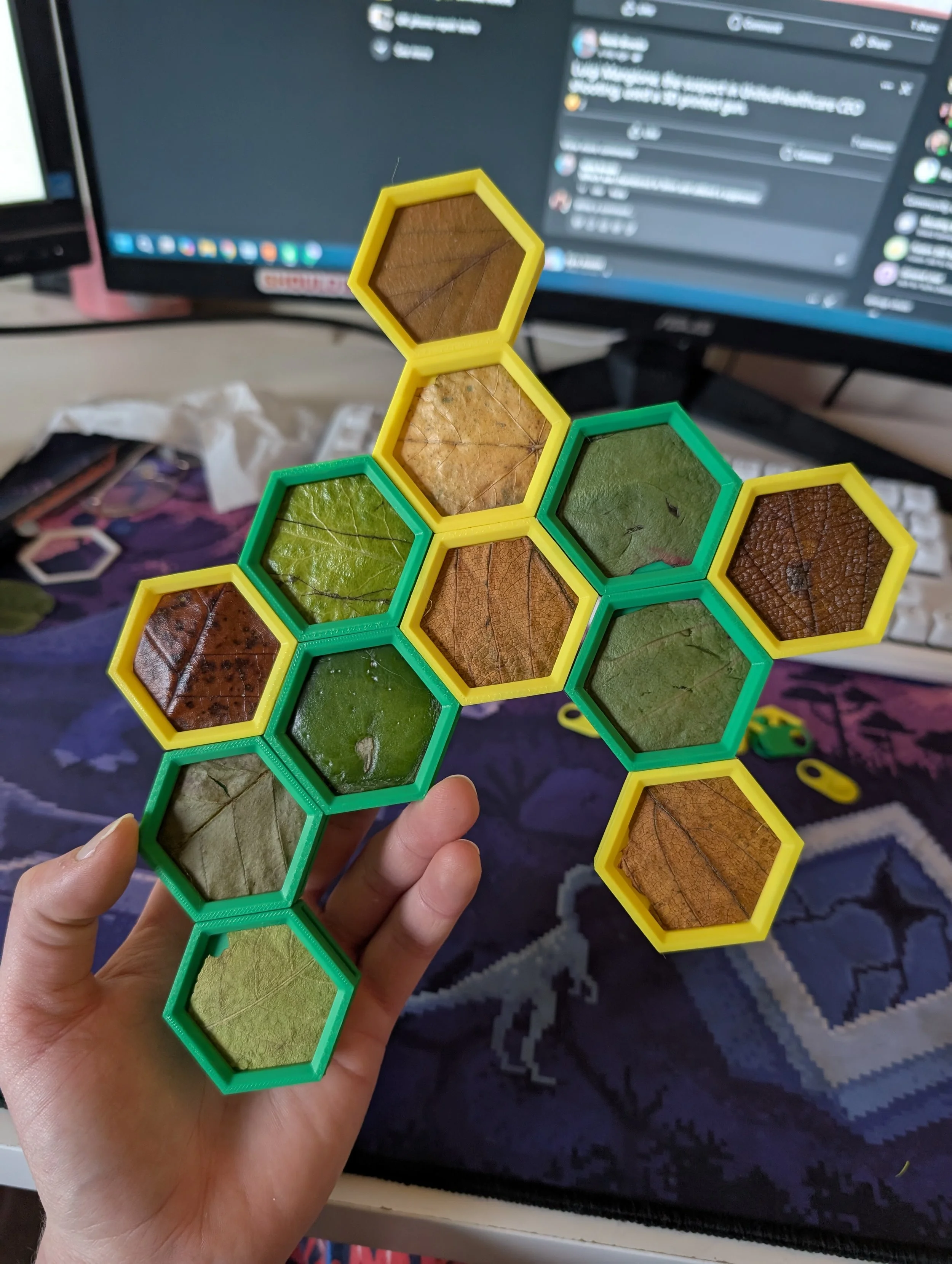 Modular hexagon leaf art