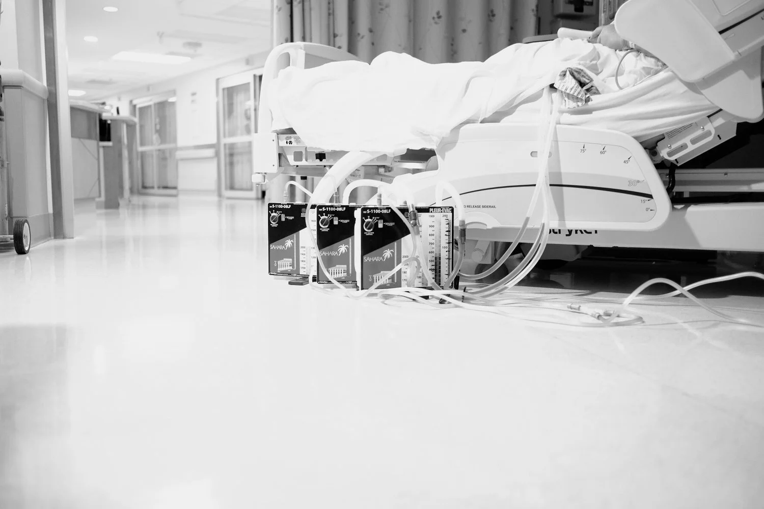 Tubes remove excess fluid following a double bypass heart surgery