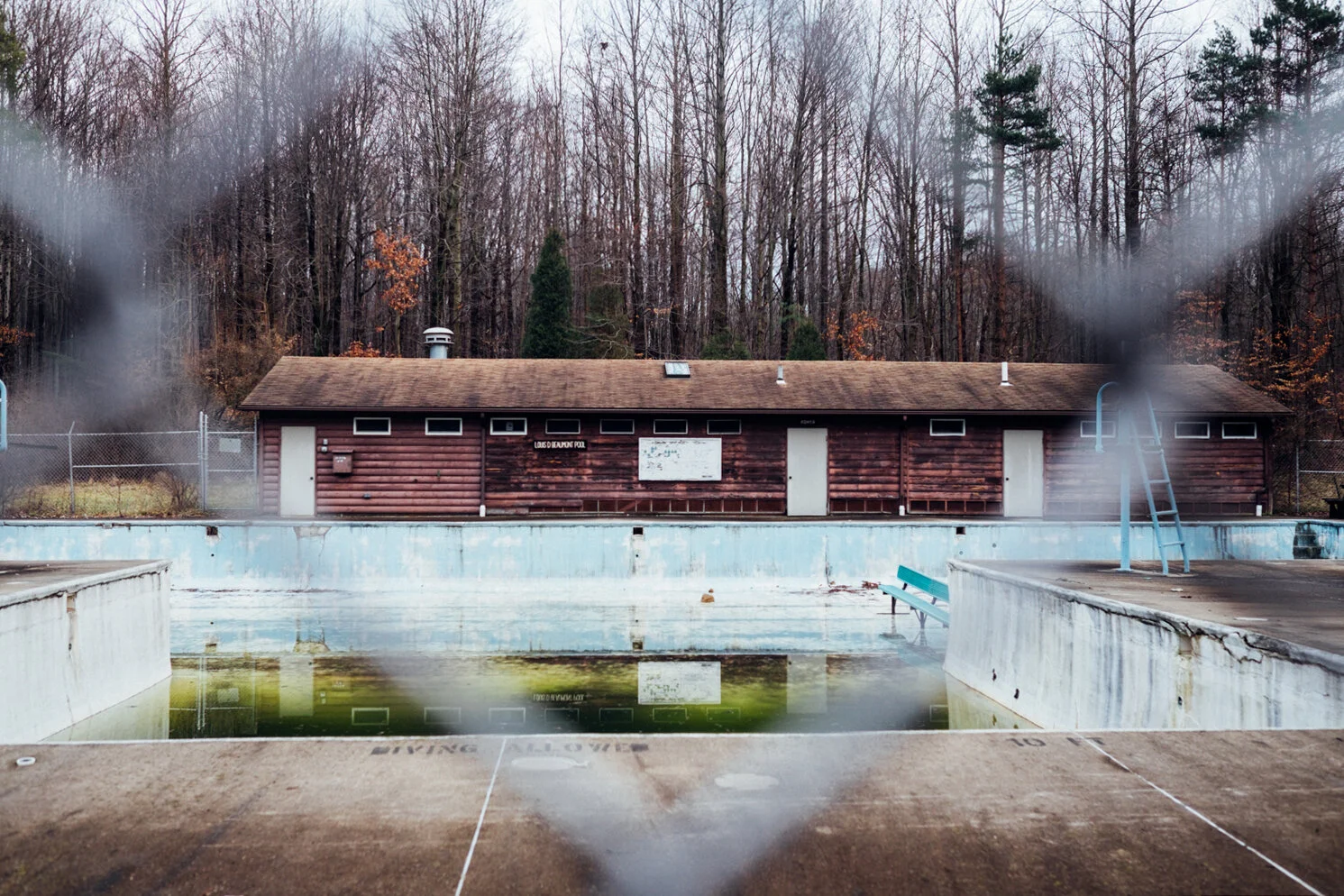 An abandoned pool featured in a photo essay about a former Girl Scout camp