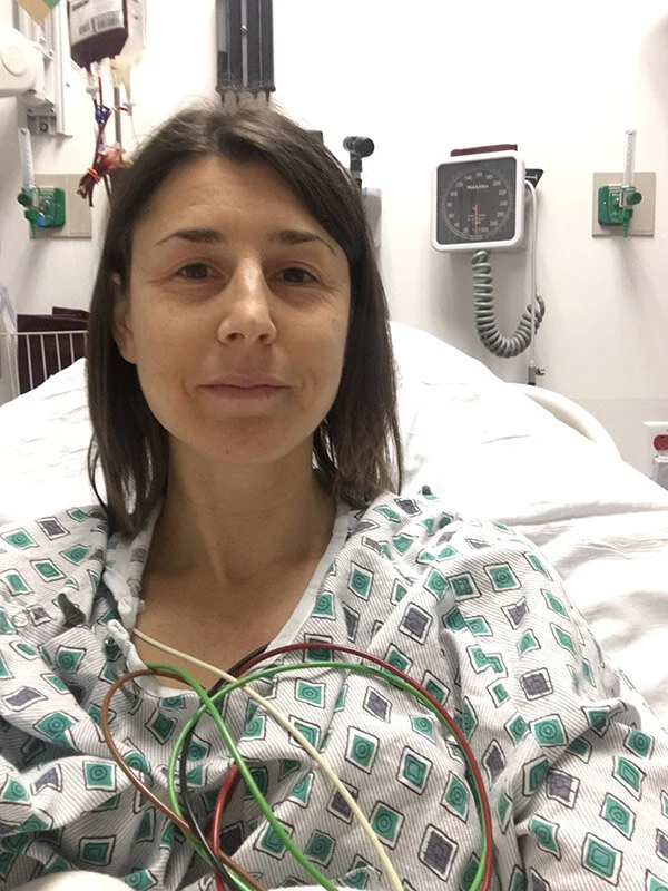 This is one of the few selfies I’ve taken. Shortly after I was admitted to the E.R. I had to wait for the approval to get blood transfusions. I would need two pints and an overnight stay to get just above the danger zone before being released.