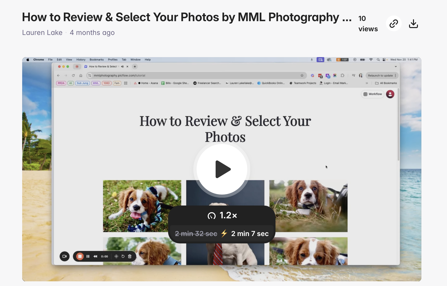How to choose your favorite photos using the Picflow photography gallery tool