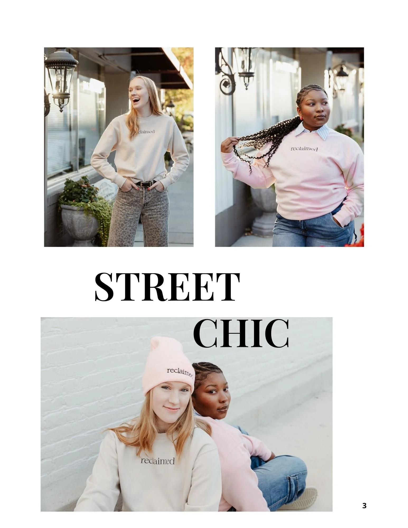 Two women are featured wearing clothing that support a nonprofit and are featured in a magazine layout