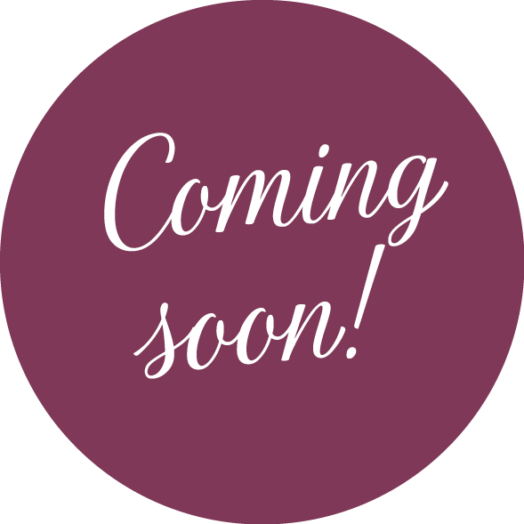 Ein violetter Kreis mit weißem Text "Coming soon!"