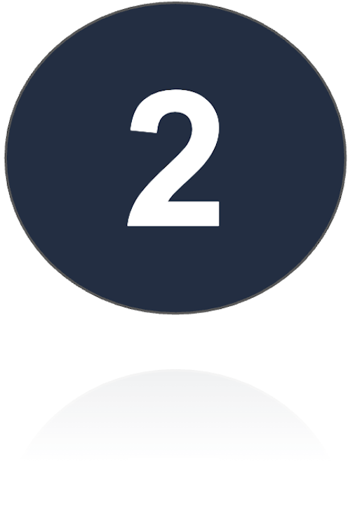 Number 2 on a blue circular background.