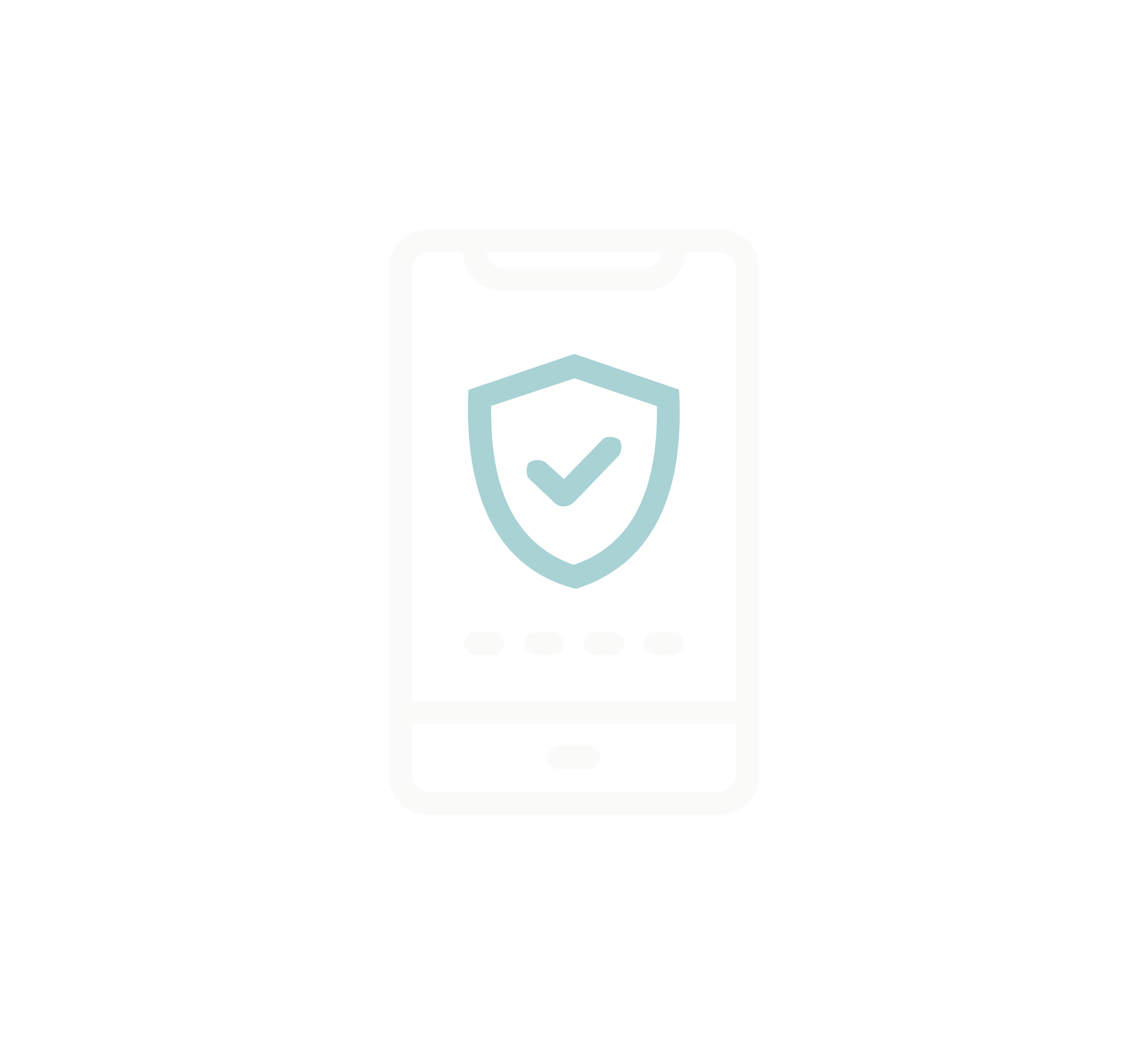 Icon of a smartphone with a shield and check mark on its screen, representing mobile security or protection.