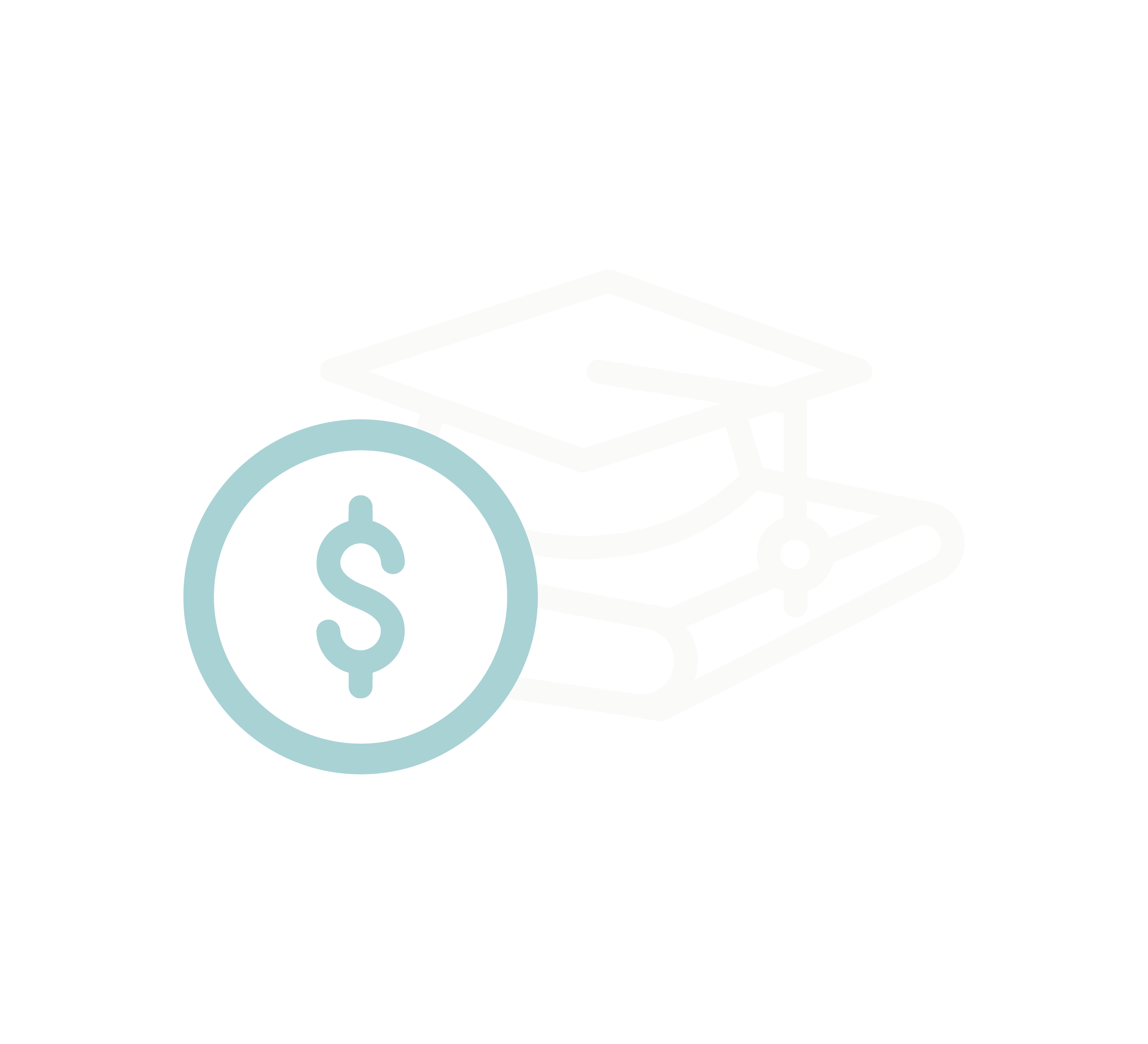 Graphic illustration of a stack of books with a dollar sign coin in the foreground, symbolizing education costs or financial aid for education.