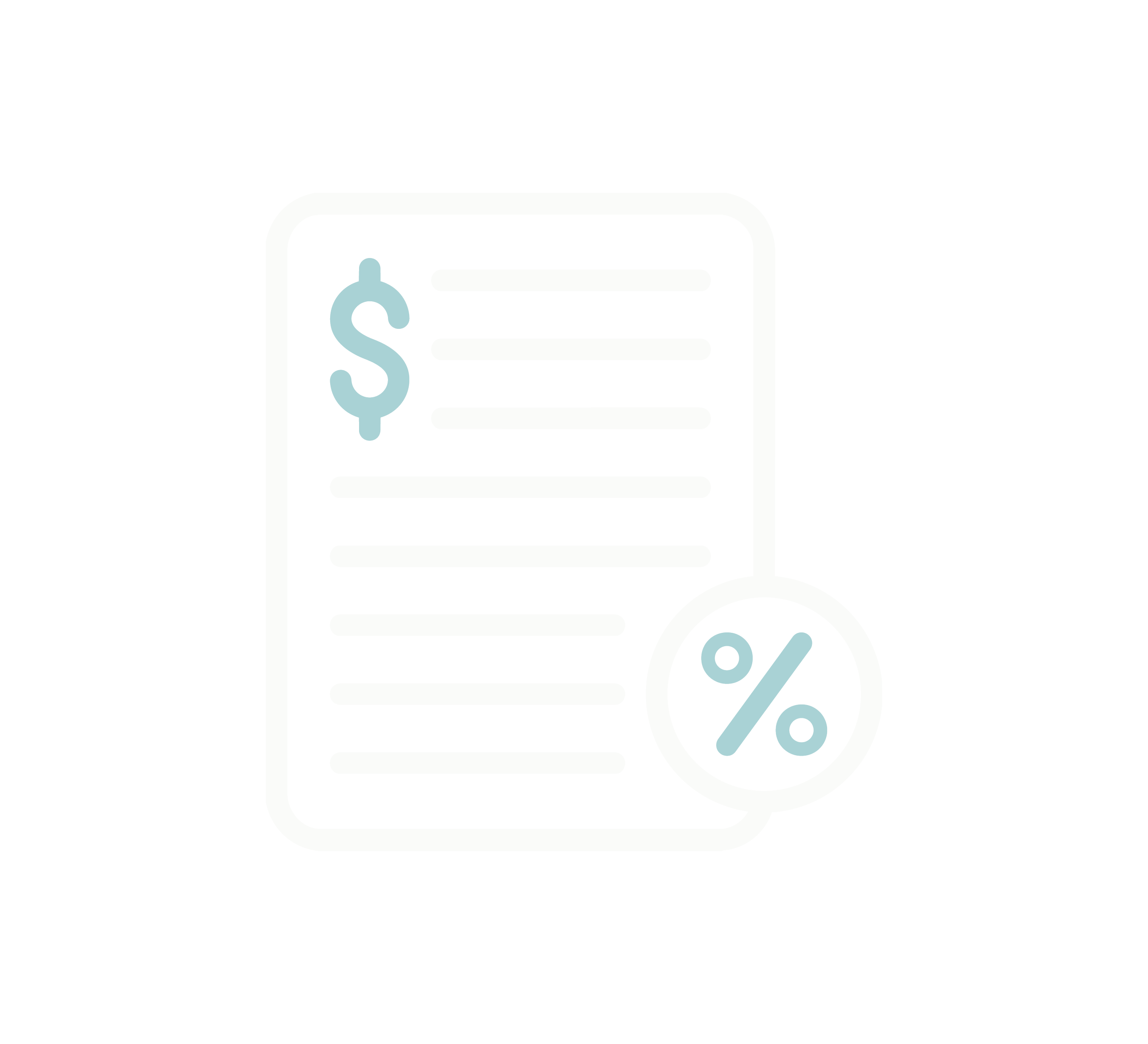 Icon of a financial document with a dollar sign and a percentage symbol.
