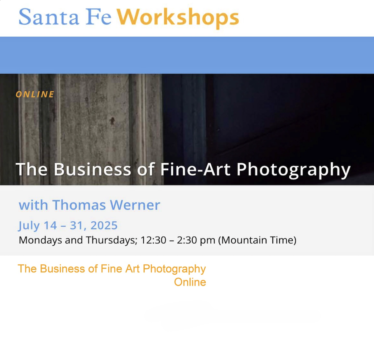 Business of Fine Art Santa Fe Workshop