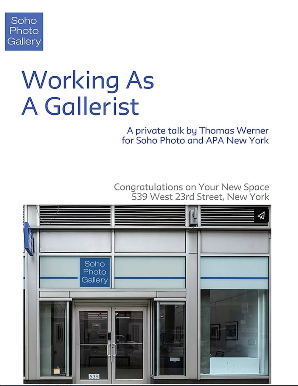 Working as a gallerist