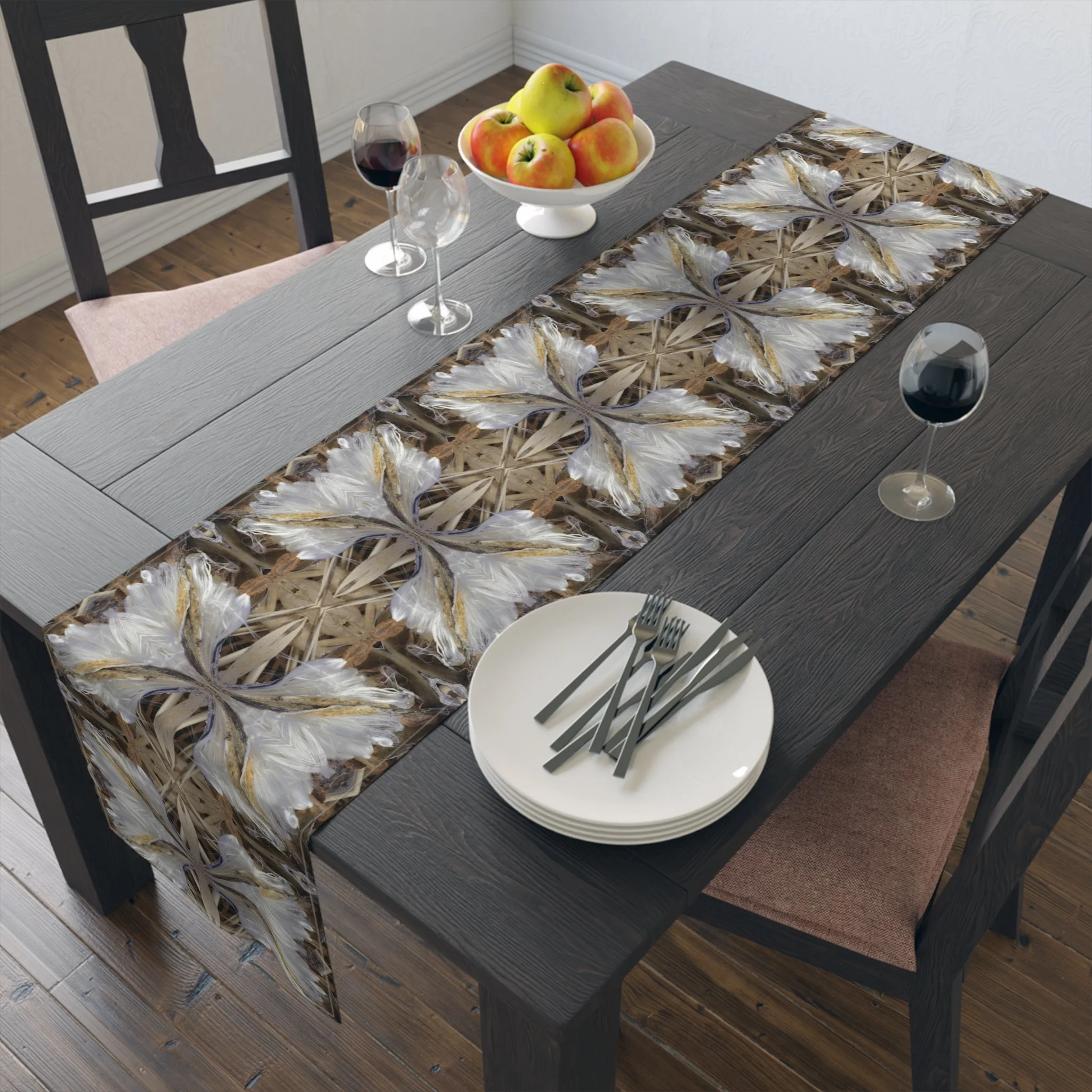Symmagery Milkweed Seed Pod and Field Grass Table Runner