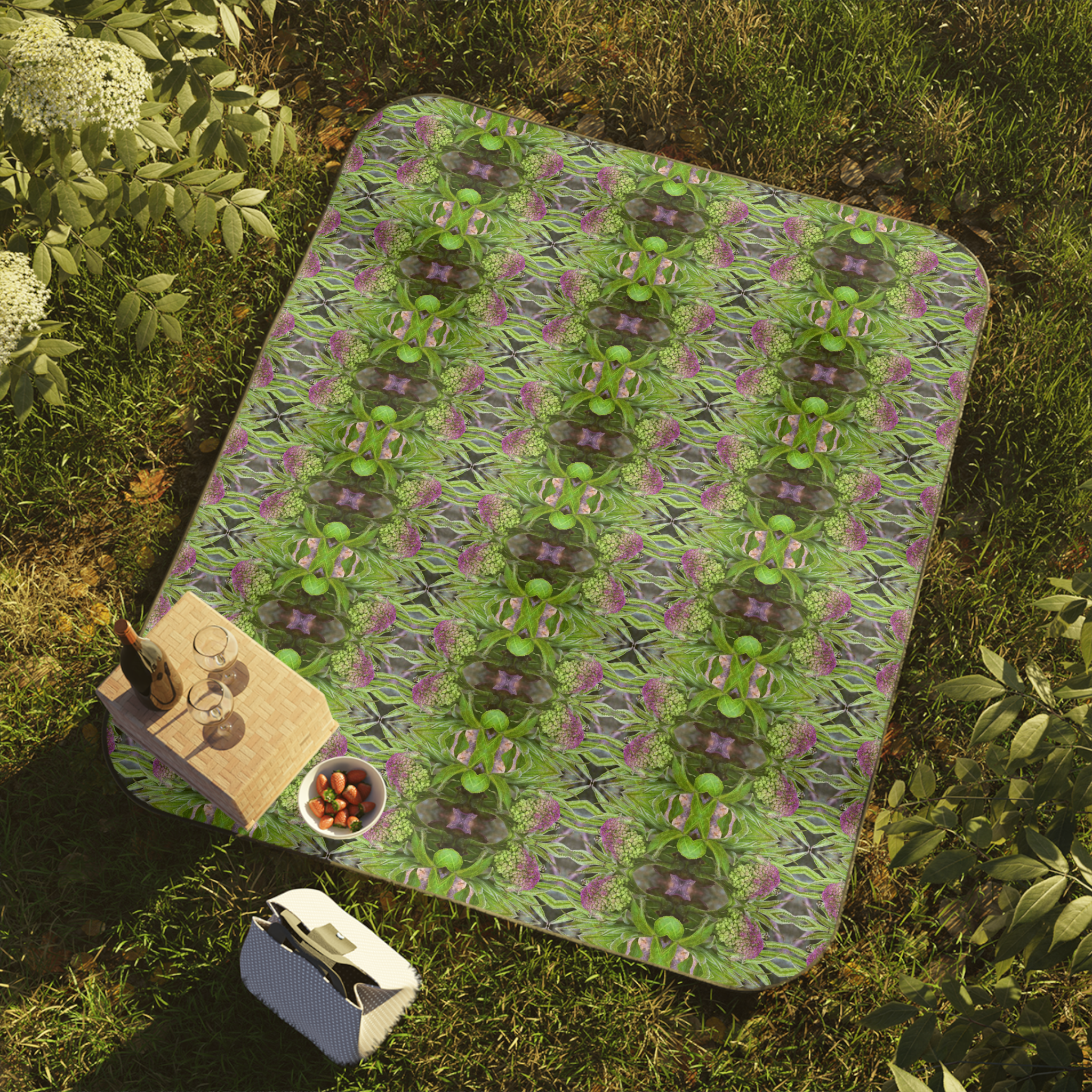 Symmagery Elderberry Bud Picnic Blanket — Waterproof Outdoor Throw