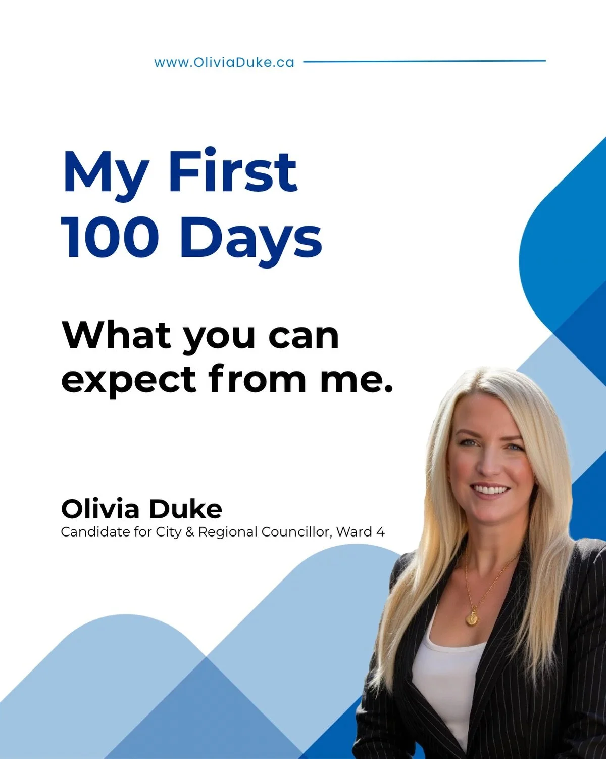 What should residents be able to expect in the first 100 days from their Councillor?

For me, it starts with:

&bull; Listening
&bull; Following through
&bull; Being accountable for the work

If elected as Burlington&rsquo;s City &amp; Regional Counc