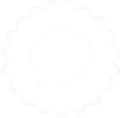 Computer cursor icon inside a scalloped circle outline