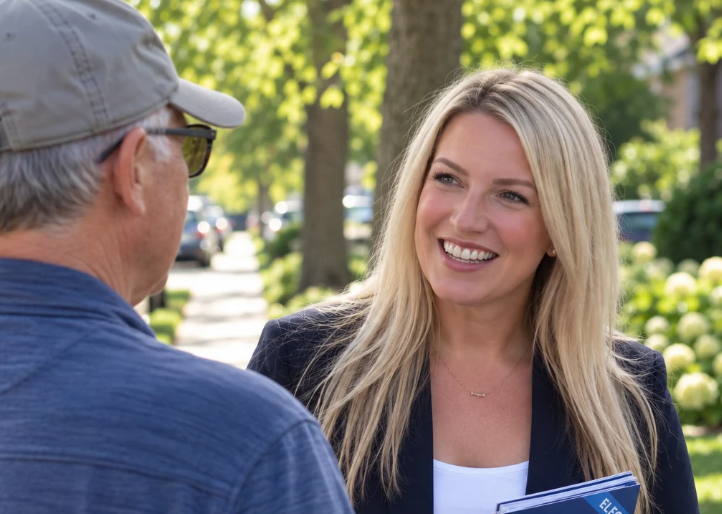 Olivia Speaking with Residents