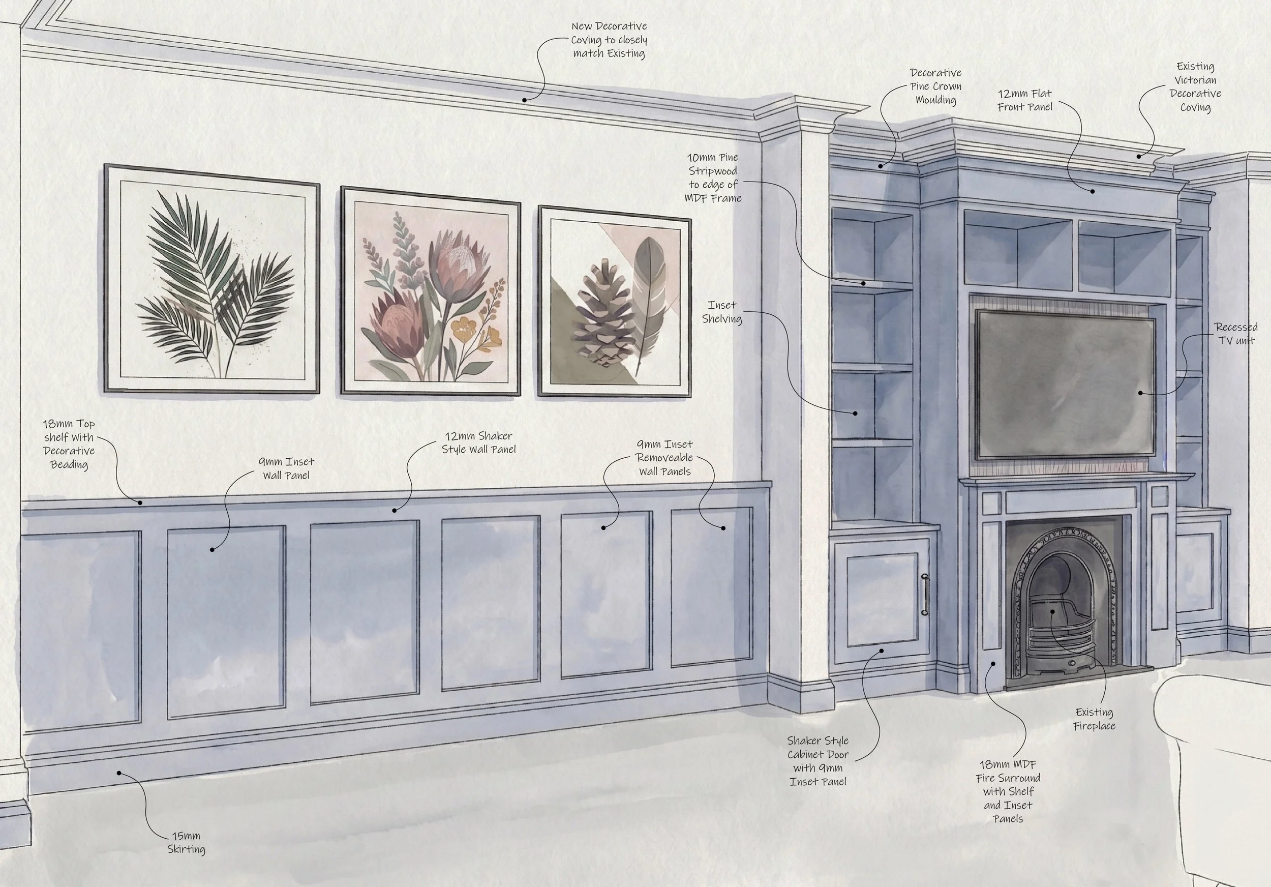 Media Wall and Victorian Wall Panel Design
