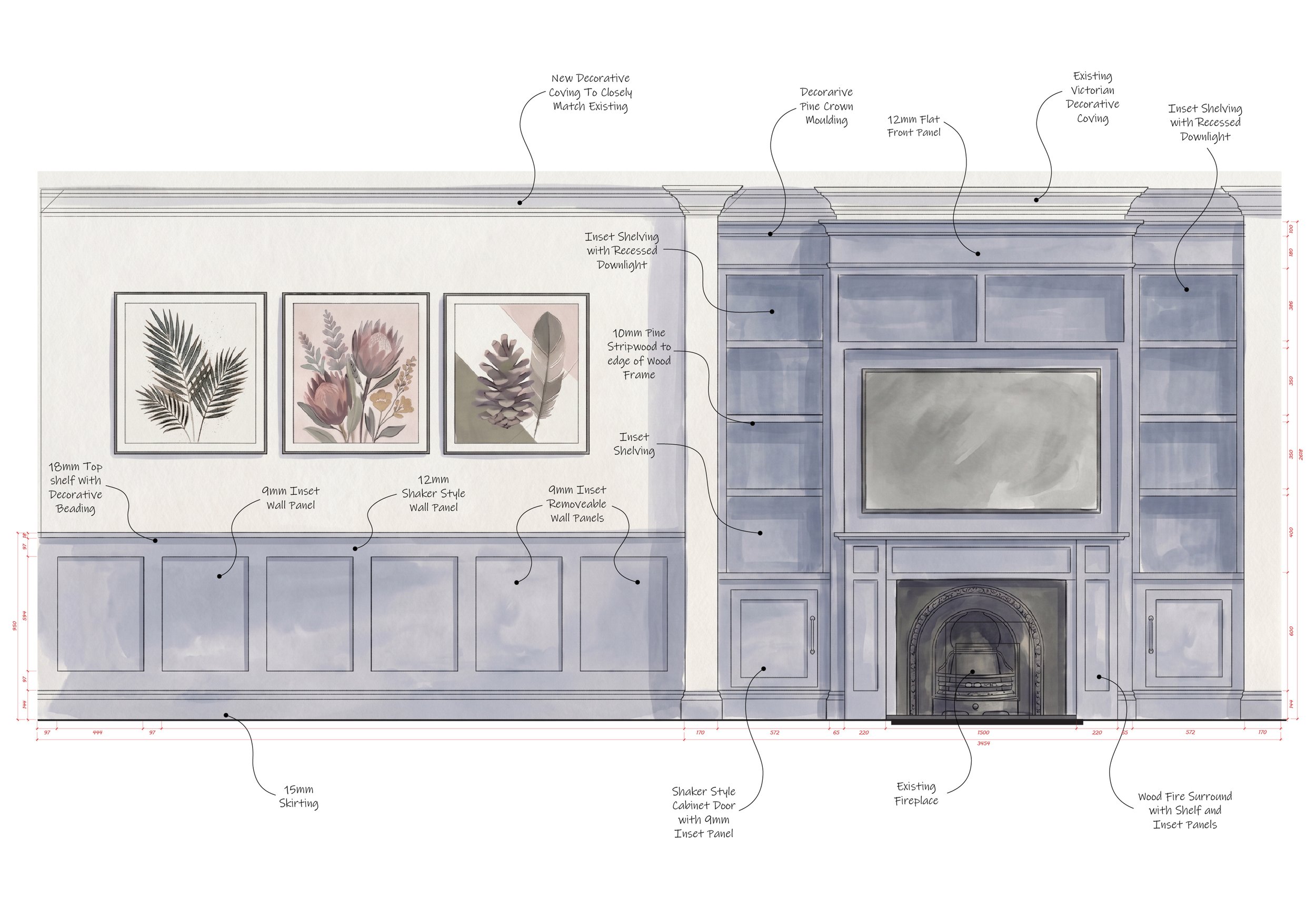 Media Wall and Victorian Wall Panels