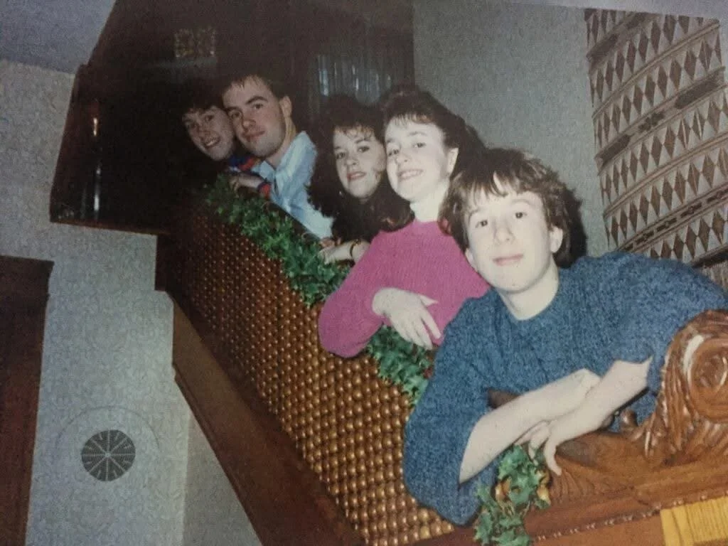 The five McCloskey children on the main staircase, circa 1980s. Jack and Joan McCloskey bought the house from Bob Archer in 1968. It continued to be a funeral home until 1976, when it was converted back into a full private residence.