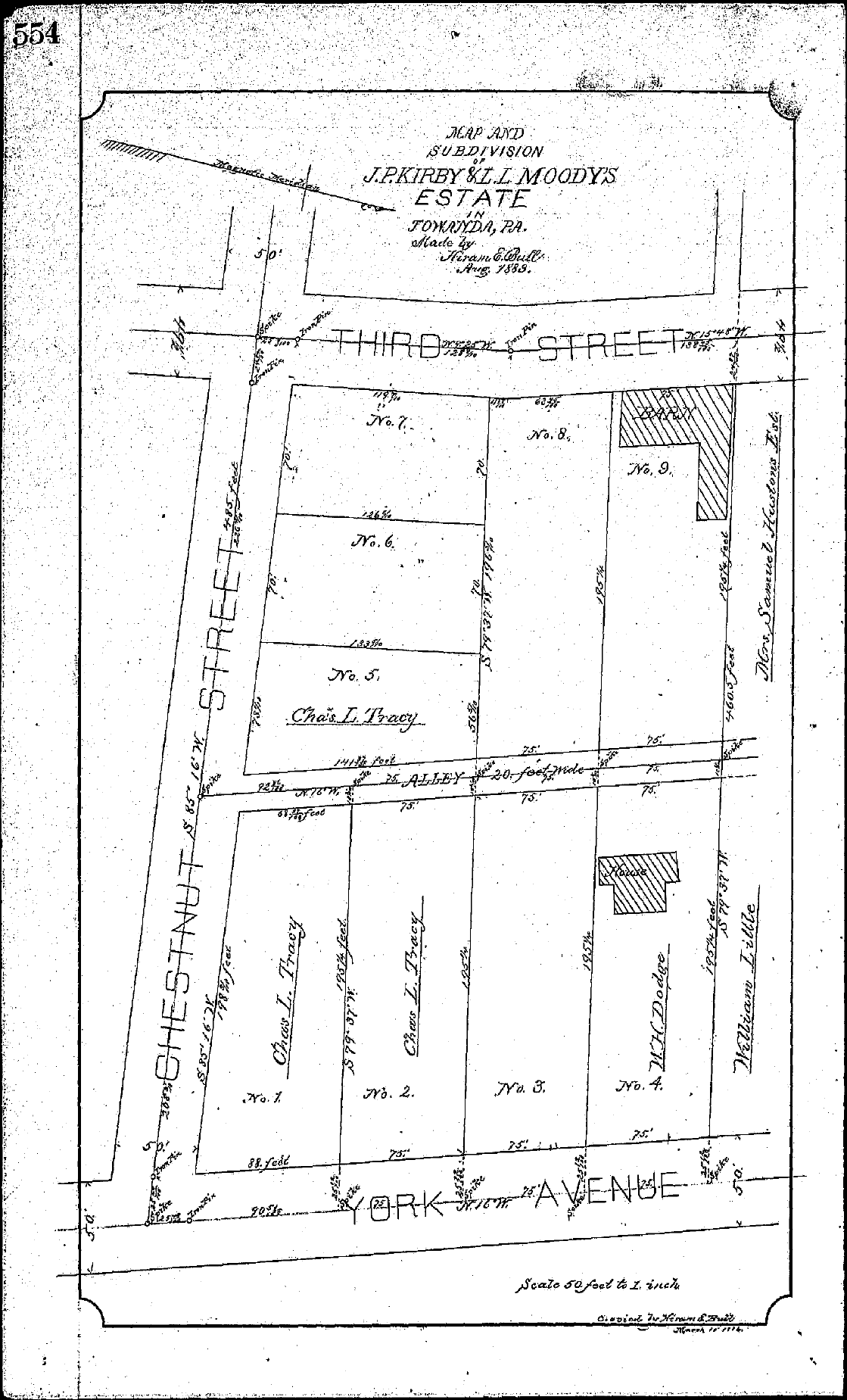 In December 1890, Simon Rendall bought lots 6, 7, and 8 of this subdivision from the family of L L Moody. While a piece of lot 8 has since been subdivided and sold, the bulk of this land (about two-thirds of an acre) remains our yard!