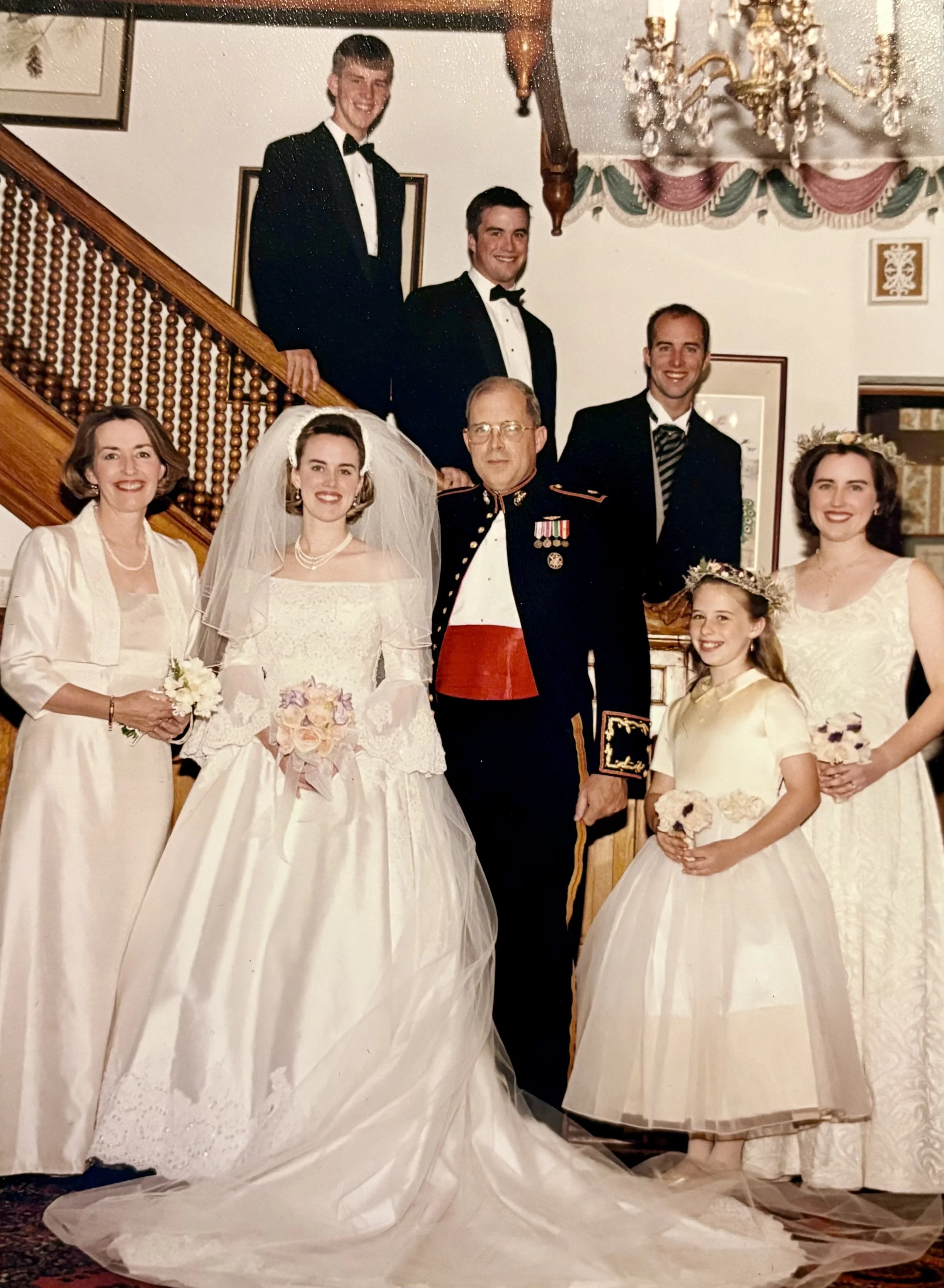 The Van Haute family on eldest daughter Heidi's wedding day in 1999. Ed and Maria Van Haute bought the house from Joan McCloskey in October 1993. Despite having been married for twenty years, Ed's military career meant that this was their first home 