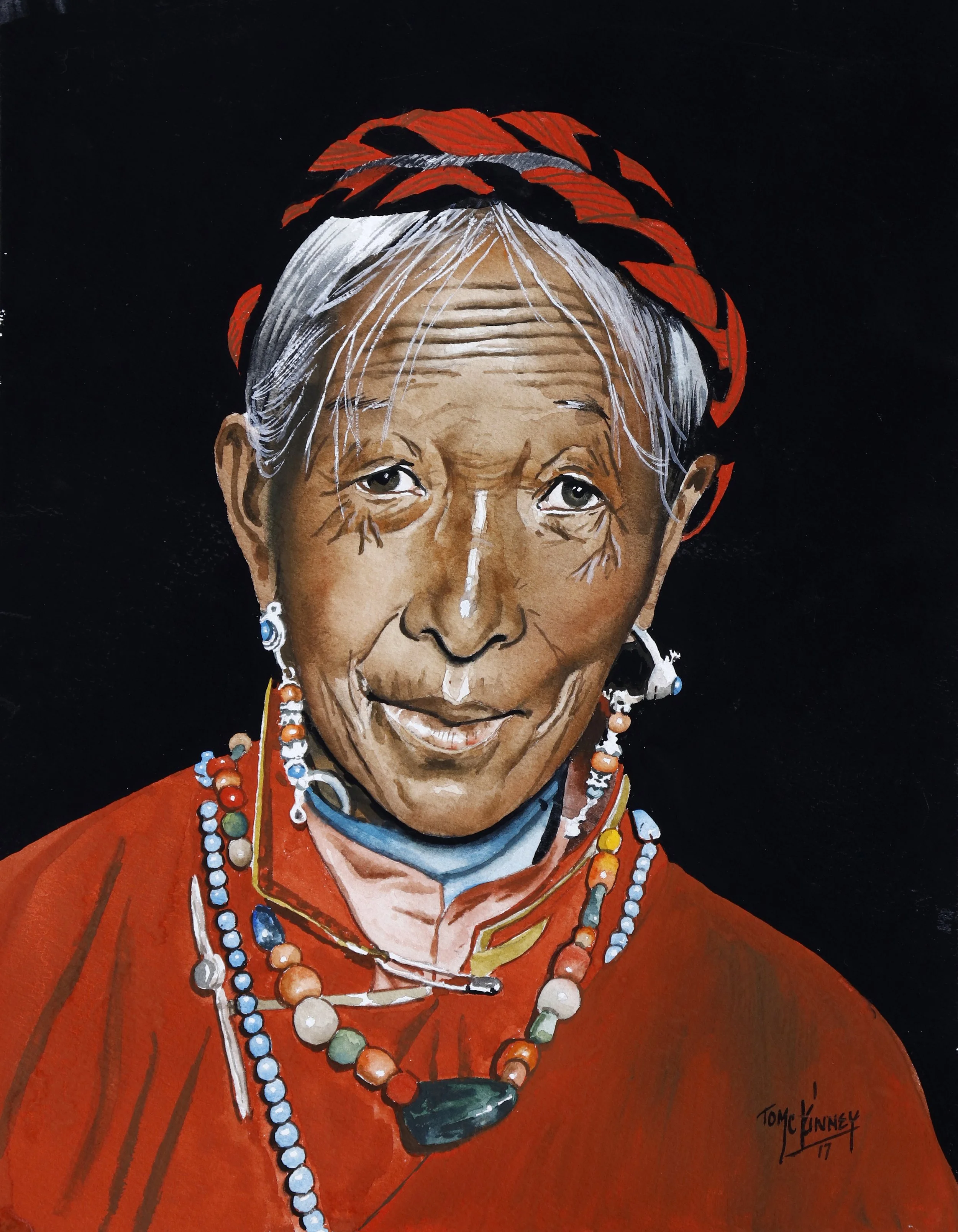 Woman with Coral Earrings